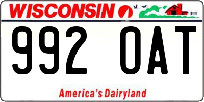 WI license plate 992OAT