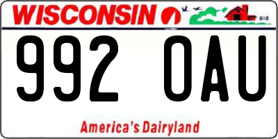 WI license plate 992OAU