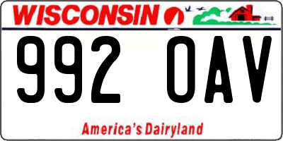 WI license plate 992OAV