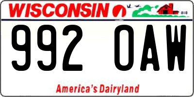 WI license plate 992OAW