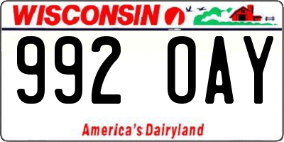 WI license plate 992OAY