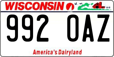 WI license plate 992OAZ
