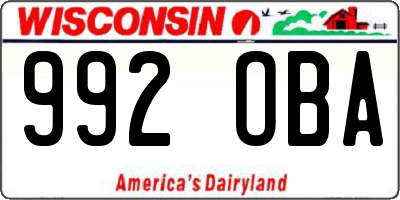 WI license plate 992OBA