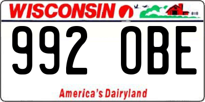 WI license plate 992OBE