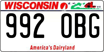 WI license plate 992OBG