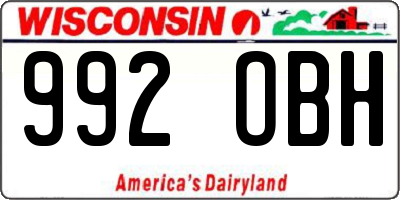 WI license plate 992OBH