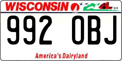 WI license plate 992OBJ