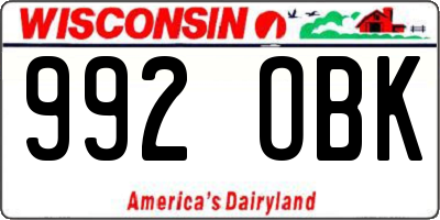 WI license plate 992OBK