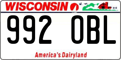WI license plate 992OBL