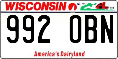 WI license plate 992OBN