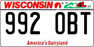 WI license plate 992OBT