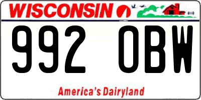 WI license plate 992OBW