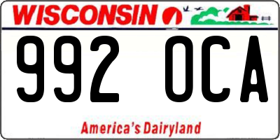 WI license plate 992OCA