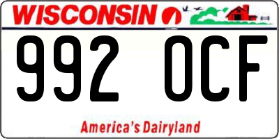 WI license plate 992OCF