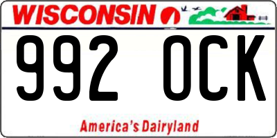 WI license plate 992OCK