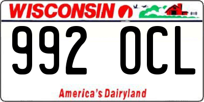 WI license plate 992OCL