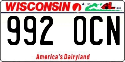 WI license plate 992OCN