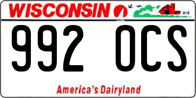 WI license plate 992OCS