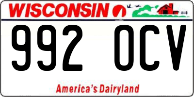 WI license plate 992OCV