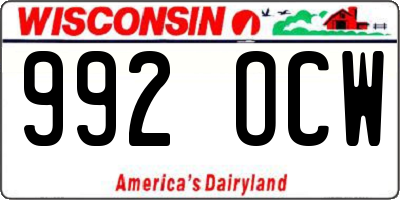 WI license plate 992OCW