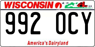 WI license plate 992OCY