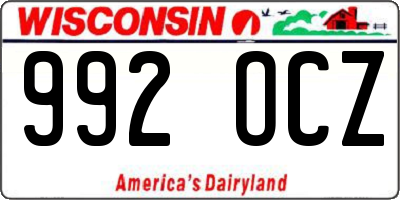 WI license plate 992OCZ