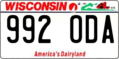 WI license plate 992ODA