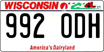 WI license plate 992ODH