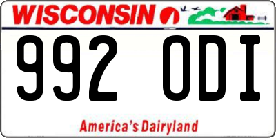 WI license plate 992ODI