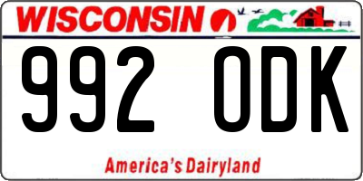 WI license plate 992ODK