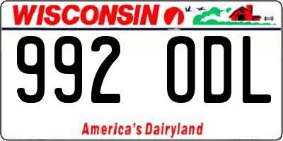 WI license plate 992ODL