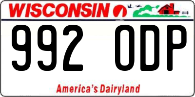 WI license plate 992ODP