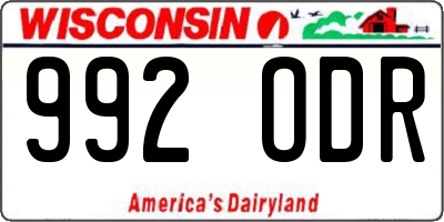 WI license plate 992ODR