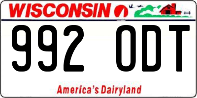 WI license plate 992ODT