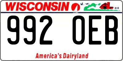 WI license plate 992OEB
