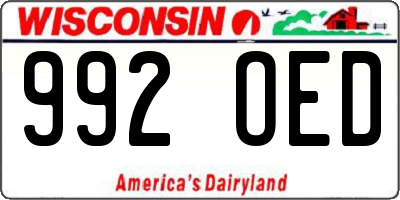 WI license plate 992OED