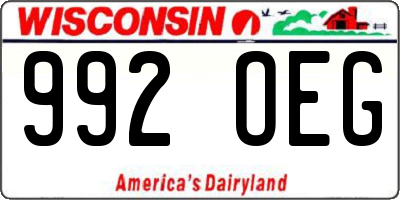 WI license plate 992OEG