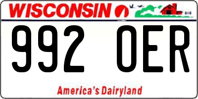 WI license plate 992OER