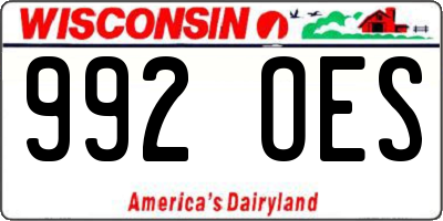 WI license plate 992OES