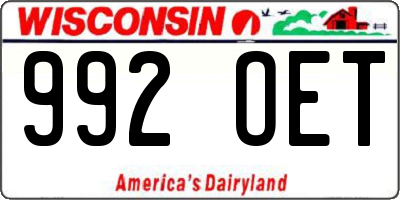 WI license plate 992OET