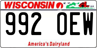 WI license plate 992OEW