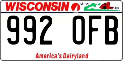 WI license plate 992OFB