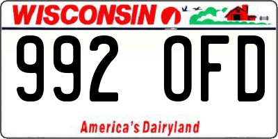 WI license plate 992OFD
