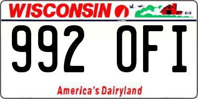 WI license plate 992OFI