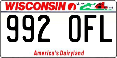 WI license plate 992OFL