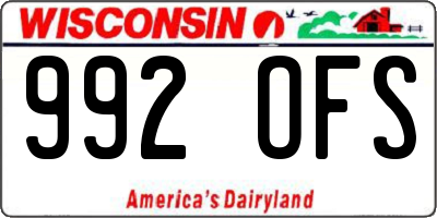 WI license plate 992OFS