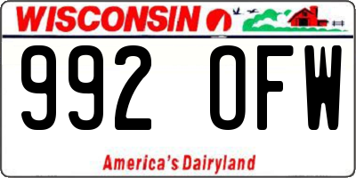 WI license plate 992OFW