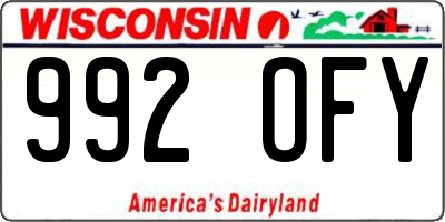 WI license plate 992OFY