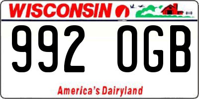 WI license plate 992OGB