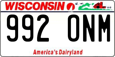 WI license plate 992ONM